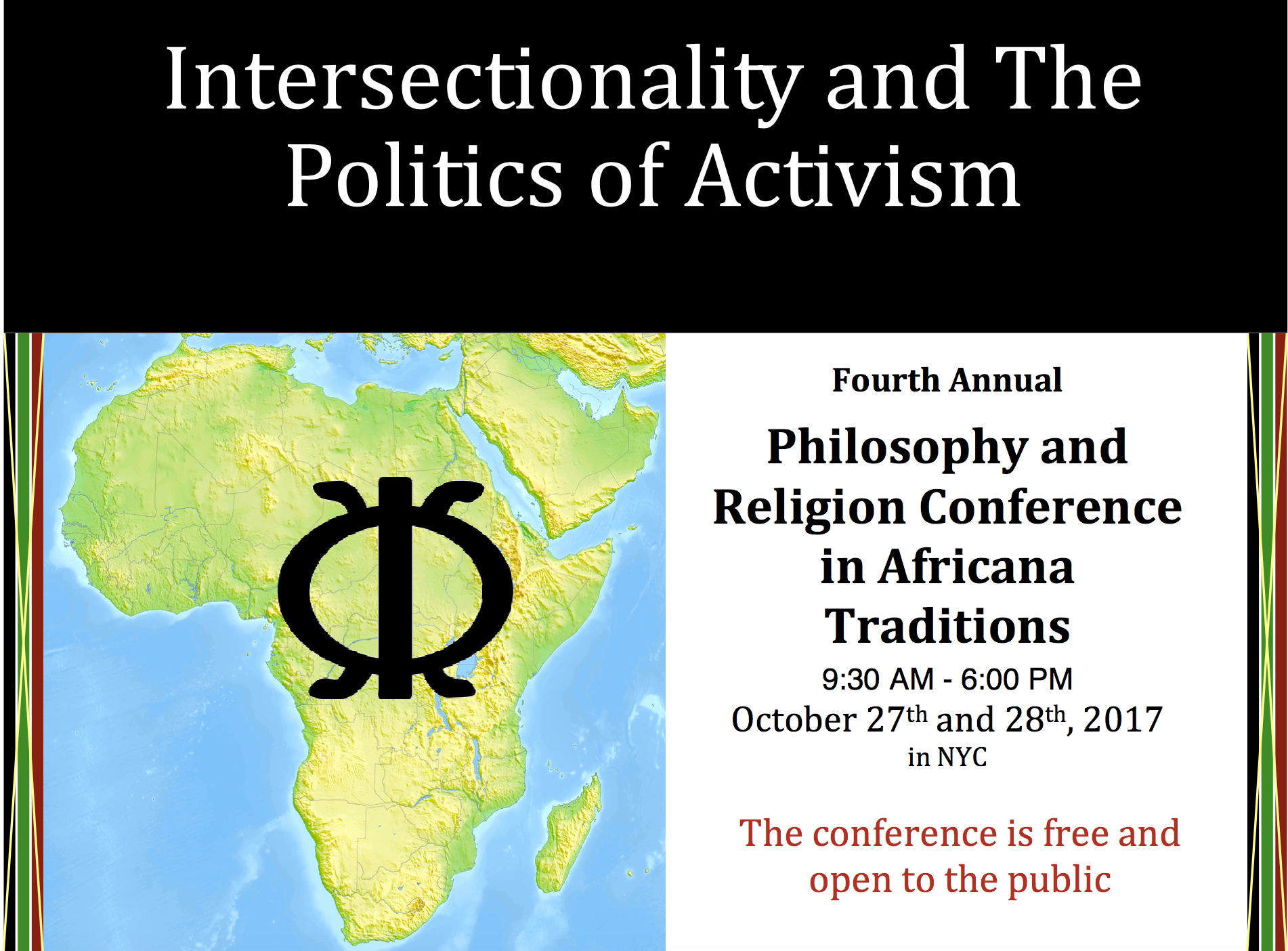 10/27 & 10/28: Philosophy and Religion in Africana Traditions Conference: Intersectionality and the Politics of Activism